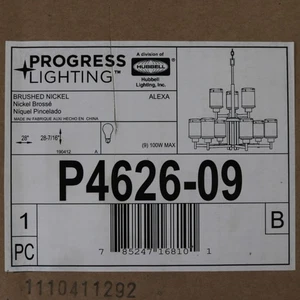 Progress Lighting P4626-09 Alexa 9-Light 28"W Chandelier in Brushed Nickel - Picture 1 of 3