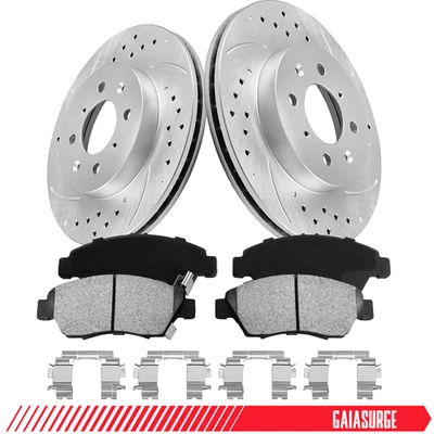 Front Drilled Rotors Brake Pads for 2012 2013 2014 2015- 2019 Nissan Versa Note - Imagem 1 de 4