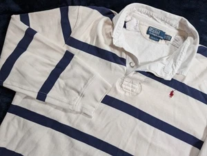 Polo Ralph Lauren Men’s Size 2XL Royal Blue & White Stripe Rugby Polo Shirt - Picture 1 of 10