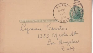 1937 US UX27 on QSL (K6OJG) Card, Guam to US; from sailor *d - Picture 1 of 2