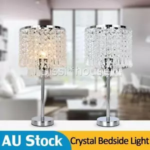 Crystal Bedside Light Room Table Desk Lamp Stainless Steel Base 220 V Morden NEW - Picture 1 of 10