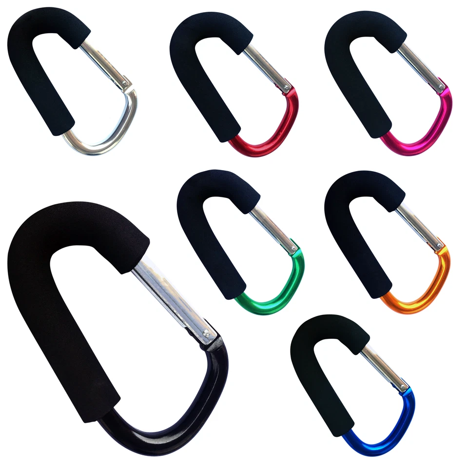 SINGLE/PAIR BUGGY CLIPS CARABINER BAG HOOK PRAM PUSHCHAIR CARRY STROLLER HOLDER - Image 1 of 1