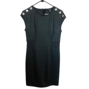 NWT SPENSE Sheath Dress Workwear Career Buttons Charcoal Gray Size Med - Picture 1 of 13