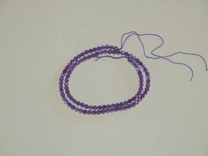 Amethyst 4mm Faceted Round Semi Precious Vintage Gemstone Bead Strand NOS - Picture 1 of 10