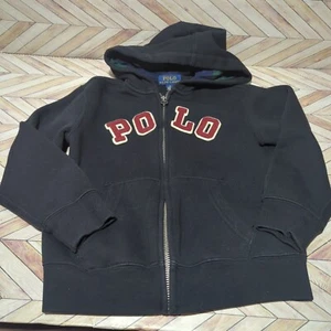 Polo Ralph Lauren Full ZIp Hoodie Boys Kids Size 5x Black - Picture 1 of 13