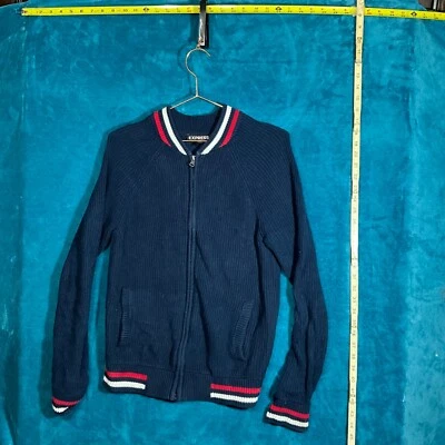 Express Cardigan Clothing Sweater Zipper Front Navy Blue Men's size small - Image 1 of 4