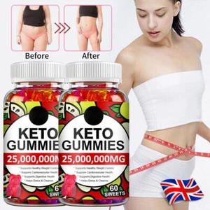 2X Keto Gummies for Weight & Fat Loss, Belly Fat Burner - 60 High Strength ACV - Picture 1 of 10