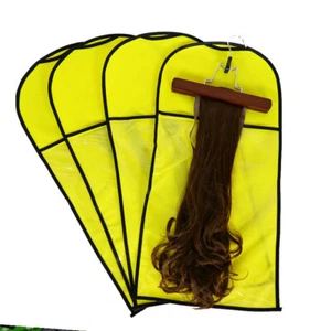 Perruque Extension Cheveux Porte Rangement Perruque Anti Poussière Sac Jaune Sans Cintre - Photo 1 sur 5