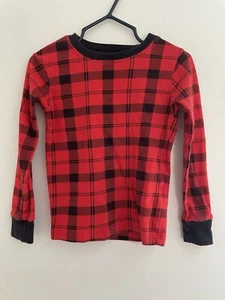 Carter's Kids Boys Girls Christmas Plaid 100% Cotton Long Sleeve PJ Top Red Sz 4 - Picture 1 of 4