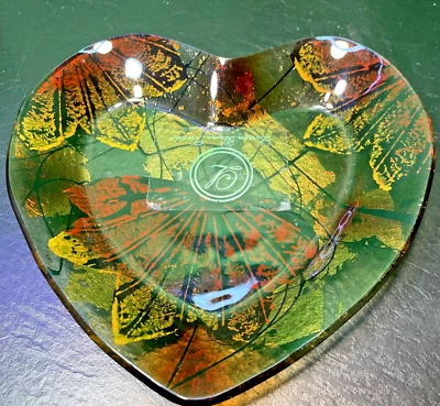 Fall Themed Plate Trinket Candy Dish Lorren Home Trends Decorative Leaf Heart - Imagem 1 de 4