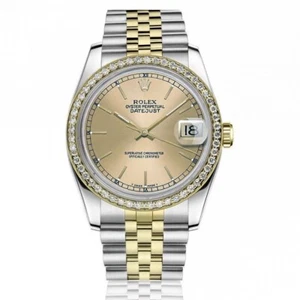 Rolex Datejust 31 mm Champagne Index Dial Diamond Bezel Two Tone Ladies Watch - Picture 1 of 7