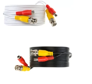 CCTV Cable Security Camera Siamese Wire BNC DC Power Video White Black Lot - Picture 1 of 9
