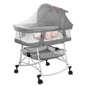 3 in 1 Beistellbett Babywiege Reisebett Tragbar Kinderbett Babybett mit Rollen - Bild 1 von 13