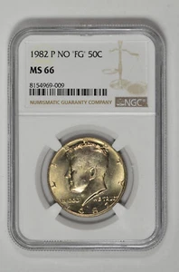 1982 P NO "FG" 50C Kennedy Half Dollar NGC MS 66 Just Graded - Picture 1 of 2