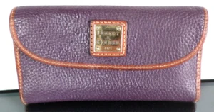 Vintage Dooney & Bourke Egg Plant Purple Leather 1975 Logo Fold Flap Wallet MINT - Picture 1 of 13