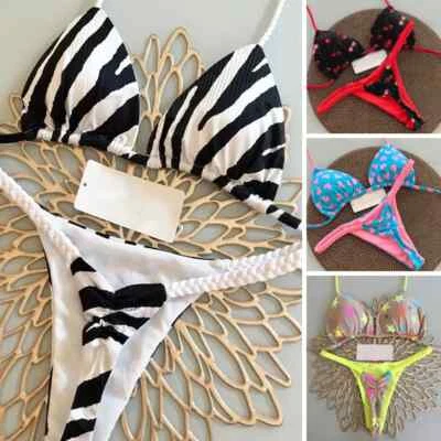 Womens Sexy Push Up Bikini Swimwear Braided String Swimsuit Thong Bathing Suits - Image 1 of 4