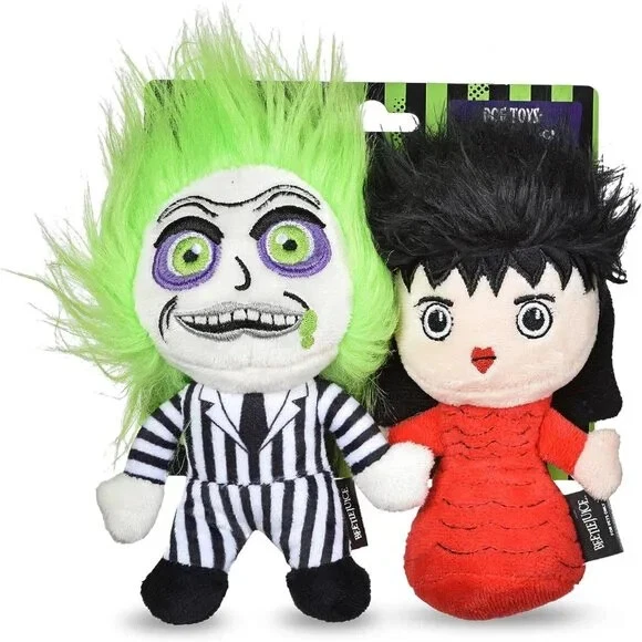 Beetlejuice and Lydia 2 PACK Plush Figure Dog Toys 6"