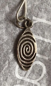 Solid Sterling Silver Vintage Swirl Necklace Charm Pendant - Picture 1 of 2