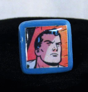 Upcycled Comic Book Tie Tack Lapel Pin Brooch Superhero Jewelry Superman Image - Picture 1 of 5