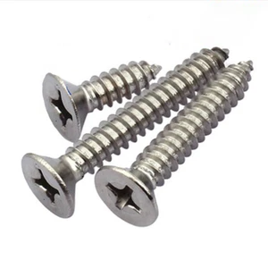 Viti autofilettanti testa svasata piatta M4 M6 Cross Phillips acciaio inox - Foto 1 di 7