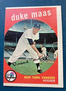 1959 DUKE MAAS BASEBALL CARD TOPPS #167 PACK FRESH NM NEW YORK YANKEES - Picture 1 of 2