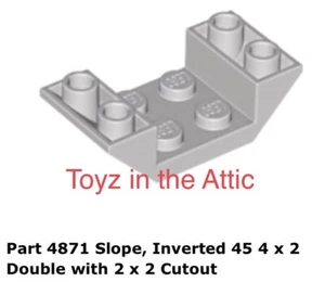 Lego 1x 4871 Pendiente Gris Claro, Invertido 45 4 x 2 Doble con 2 x 2 Recorte - Imagen 1 de 1