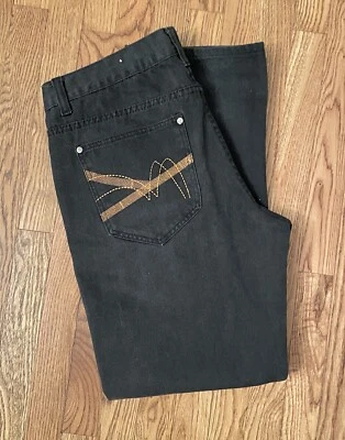 Red Ape Jeans Men 36 Black Baggy Patchwork Y2K 90s Embroidered Hip Hop Cotton - Image 1 of 4