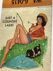 Leo’s Lounge Draft Beer Pin Up Fishing Girl Matchbook Houston Texas - Picture 1 of 4
