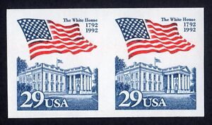 Scott #2609a Flag Over White House Coil Pair of Stamps - MNH Imperf