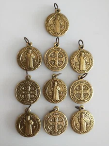 Catholic Lot of 10 x St Benedict Religious Medals Bronze Color Medal - Picture 1 of 3