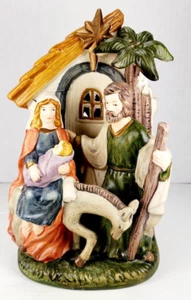 Vintage ceramic Christmas figurine nativity 8" Tall 5" wide Lighted Mary Joseph - Picture 1 of 8
