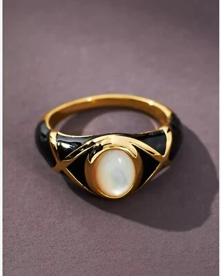 Nuevo anillo de perlas esmaltadas Anthropologie Jackie Mack Lyra Foto 1 de 4