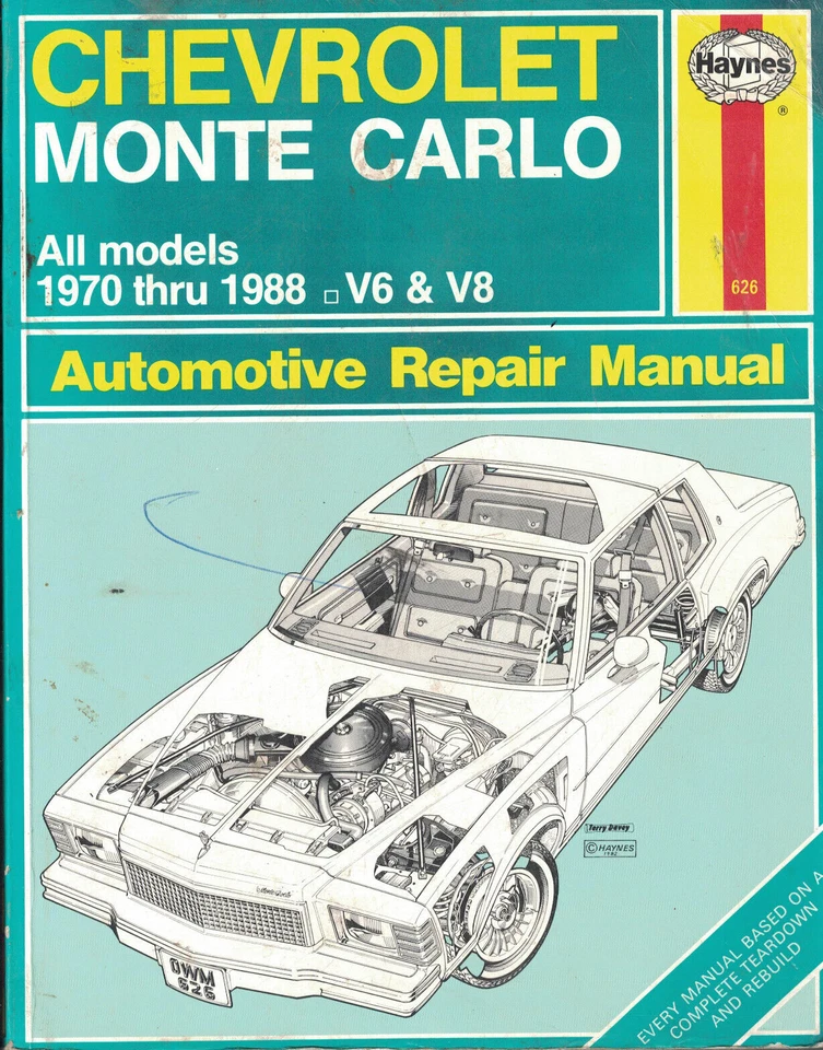 Manual de reparación Haynes: Chevrolet Monte Carlo 1970-1988. V6 y V8. ¡Precio reducido! Foto 1 de 1
