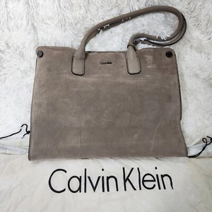 Calvin Klein Beige Suede Tote Bag With Dust Cover - Picture 1 of 9