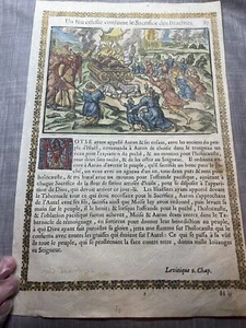 Jean LeClerc ca 1614 GRANDE xilografia colorata a mano incisione Bibbia LeClercs - Foto 1 di 8