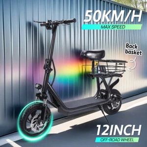 Electric Scooter Adult 2000W 50KM/H 12'' Tyre Escooter w/ Basket Foldable - Picture 1 of 21