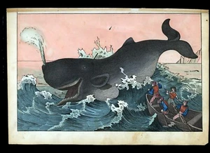 Pesca de ballenas 1880ca - grabado coloreado a mano 25,5x16,5 cm. XXIX-1 - Imagen 1 de 1