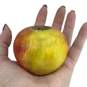 Piedra realista italiana tallada en manzana alabastro Carrara mármol fruta antigua de colección - Imagen 1 de 10