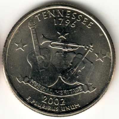 USA - 2002D - Washington ¼ Dollar - Tennessee - Uncirculated - Image 1 of 2