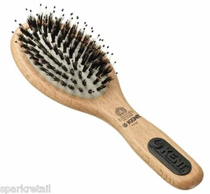 Kent Small Nylon & Natural Bristle Rubber Cushion BRUSH Wooden Hairbrush PF02 - Picture 1 of 1