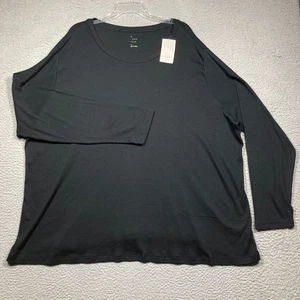 A New Day Top Women's Plus 4X Black Long Sleeve Stretch Comfort Classic NEW - Picture 1 of 10