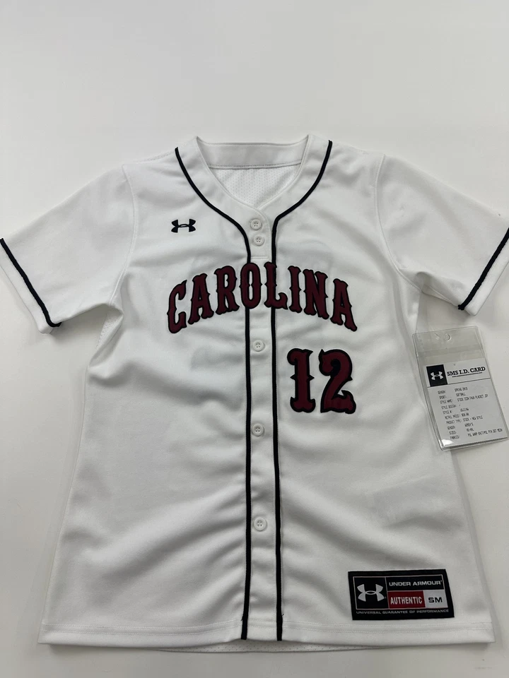 南卡罗来纳州 Gamecocks 球衣衬衫女式小号垒球 Under Armour 样品 — 第 1/4 张图片