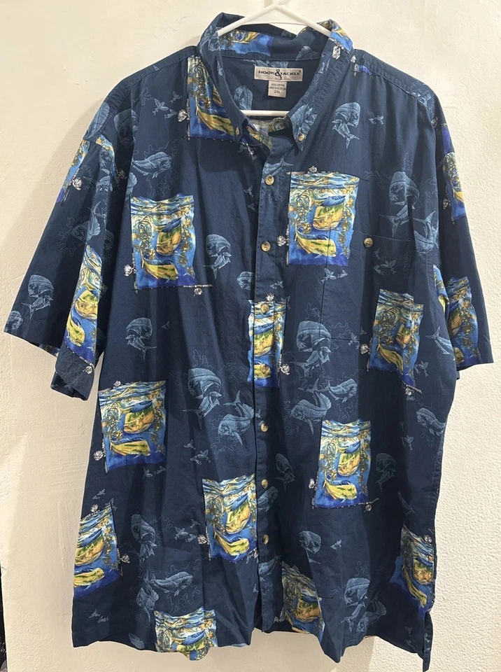 Hook & Tackle Men’s Button Down Shirt Nautical Fishing Size 2XL - Image 1 of 3