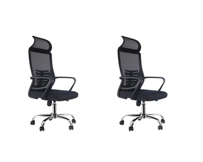 2x Silla Ergonómica de Malla Oficina Negra Soporte Lumbar Escritorio Giratorio Silla de Computadora Foto 1 de 4