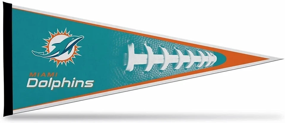 Banderín de fieltro suave Miami Dolphins, diseño de fútbol americano, 12x30 pulgadas, fácil de colgar Foto 1 de 1