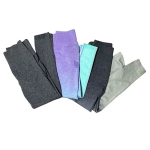 Pacchetto di tre leggings push up elasticizzati vita alta senza cuciture donna taglia media - Foto 1 di 16