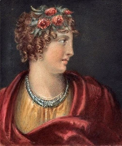 EMMA ELEONORA KENDRICK Miniature Painting CLASSICAL FEMALE WITH FLOWERS STUDY - Picture 1 of 3