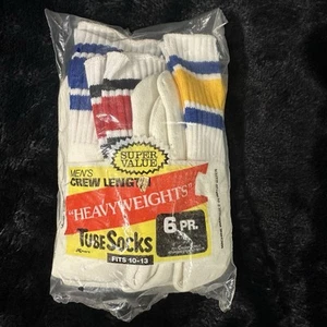 VTG Kmart Socks Men's Striped Tube 5 Pack Creslan Acrylic 80's Multicolor USA - Picture 1 of 4