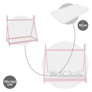 Cama infantil tipi indio madera pino con/sin colchón 140x70cm diferentes colores - Imagen 1 de 51