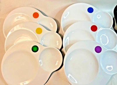 ELECCIÓN de UNO Platos de Almuerzo Divididos de Cerámica Blanco Pop Color Retro ~ 10" x 8.5" Foto 1 de 4